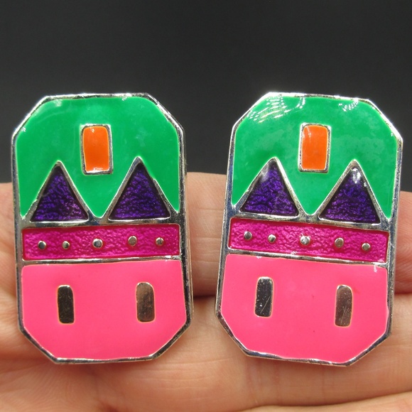 Jewelry - Colorful Hand Painted Southwestern Earrings